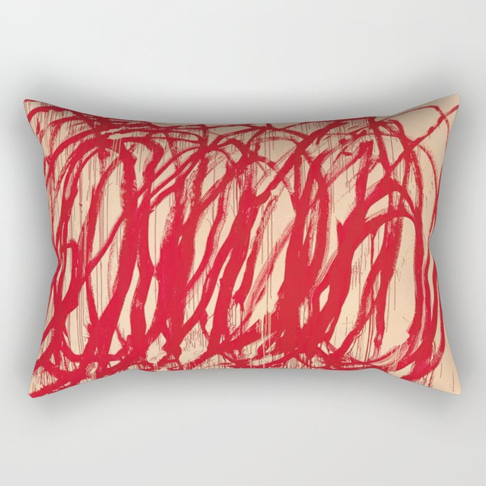 cy twombly red line Rectangular Pillow Gallery Image 2