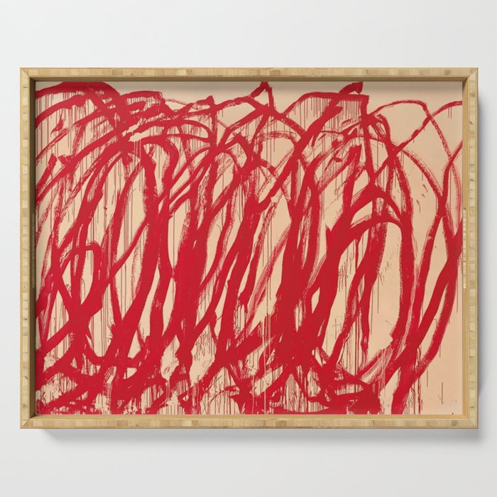 cy twombly red line Serving Tray Gallery Image 1