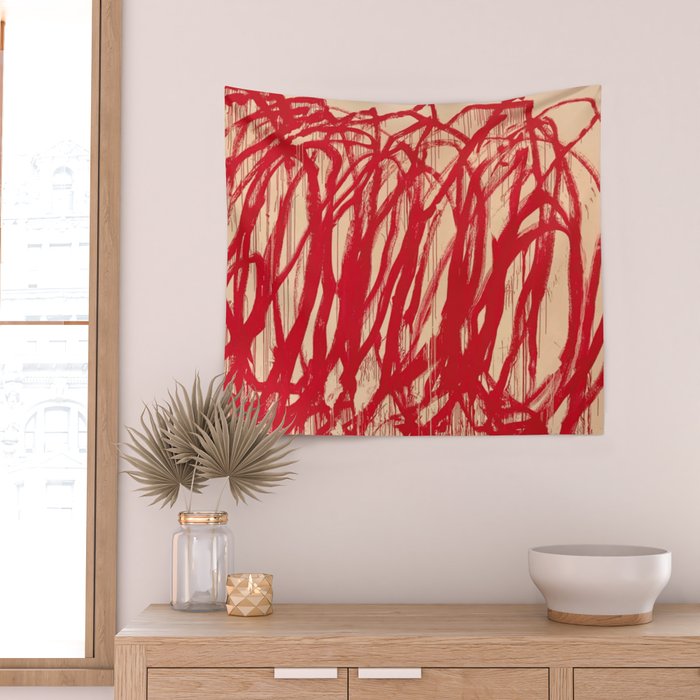 cy twombly red line Wall Tapestry Gallery Image 2