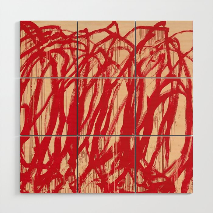 cy twombly red line Wood Wall Art Gallery Image 1
