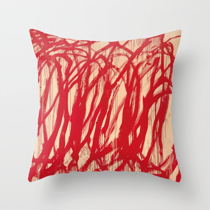 cy twombly red line Throw Pillow Gallery Image 6