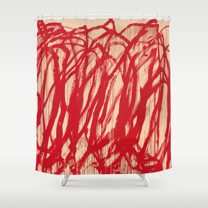 cy twombly red line Shower Curtain Gallery Image 1