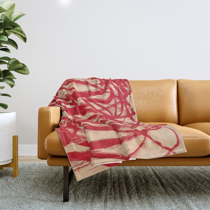 cy twombly red line Throw Blanket Gallery Image 1