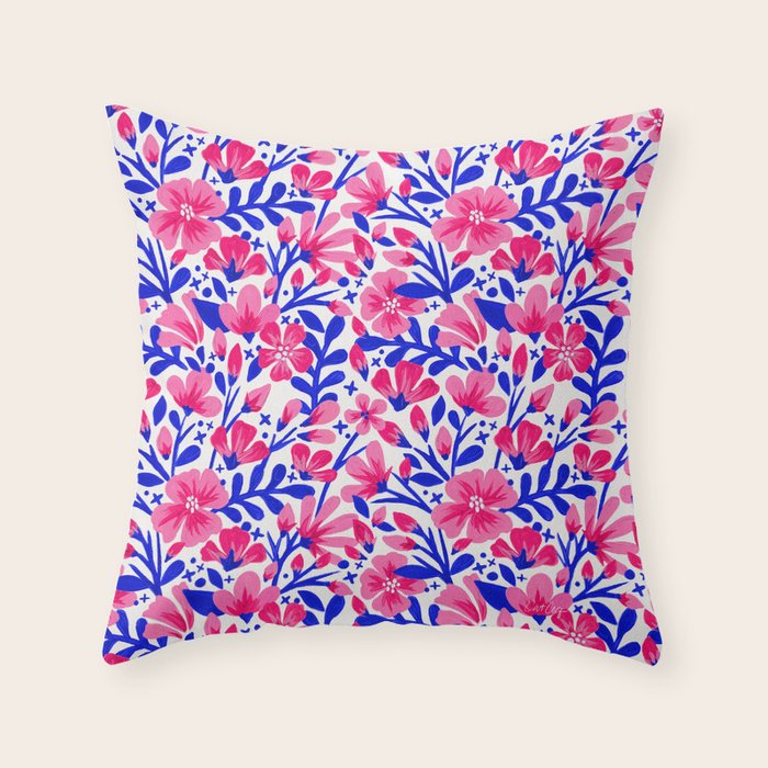 Blossom Pattern â Indigo & Pink Throw Pillow Gallery Image 6