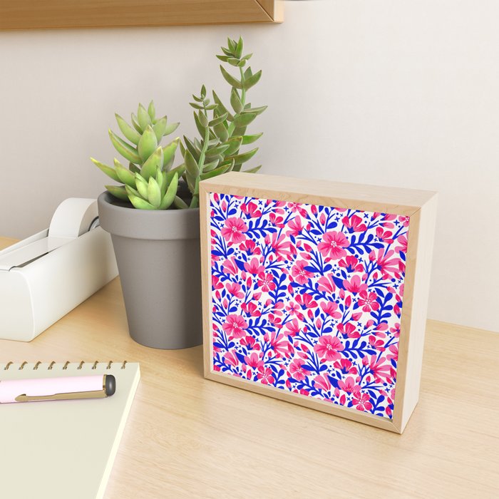 Blossom Pattern â Indigo & Pink Mini Art Print Gallery Image 2