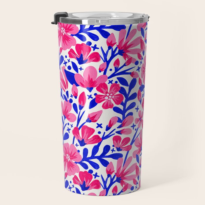 Blossom Pattern â Indigo & Pink Travel Mug Gallery Image 3
