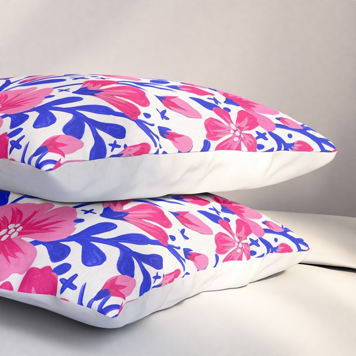Blossom Pattern â Indigo & Pink Pillow Sham Gallery Image 3