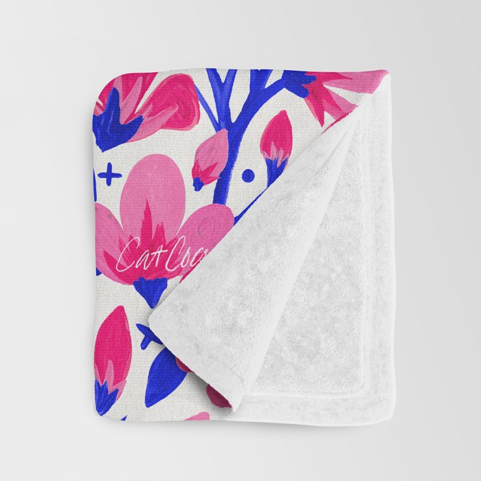 Blossom Pattern â Indigo & Pink Throw Blanket Gallery Image 3