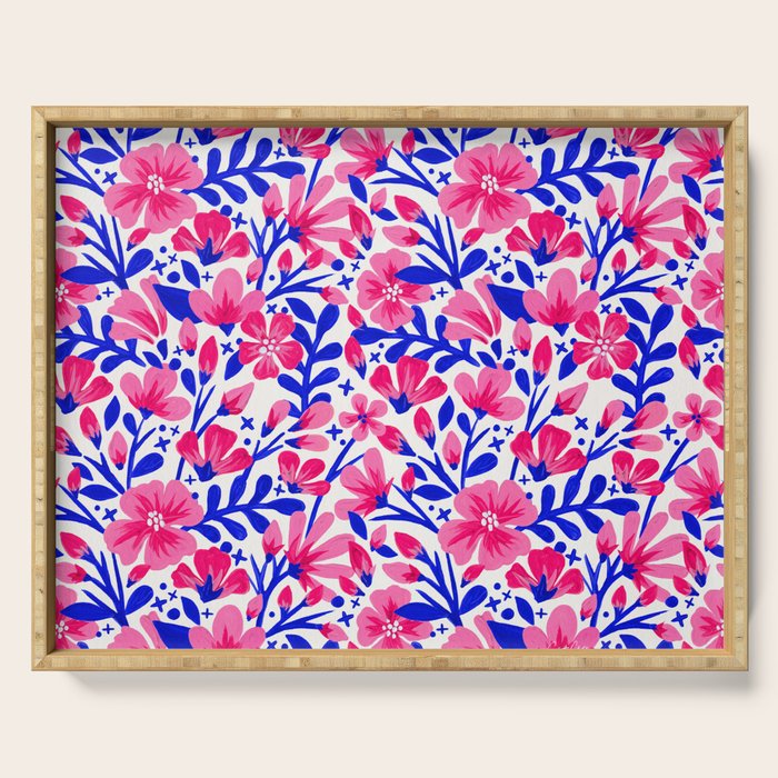 Blossom Pattern â Indigo & Pink Serving Tray Gallery Image 1