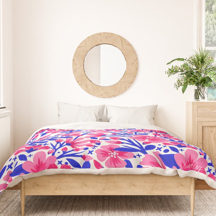 Blossom Pattern â Indigo & Pink Duvet Cover Gallery Image 3
