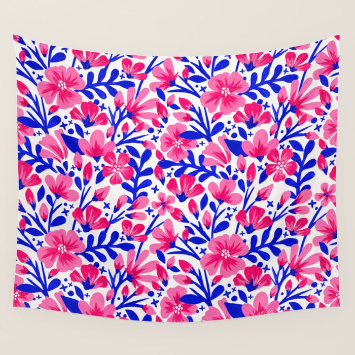 Blossom Pattern â Indigo & Pink Wall Tapestry Gallery Image 4