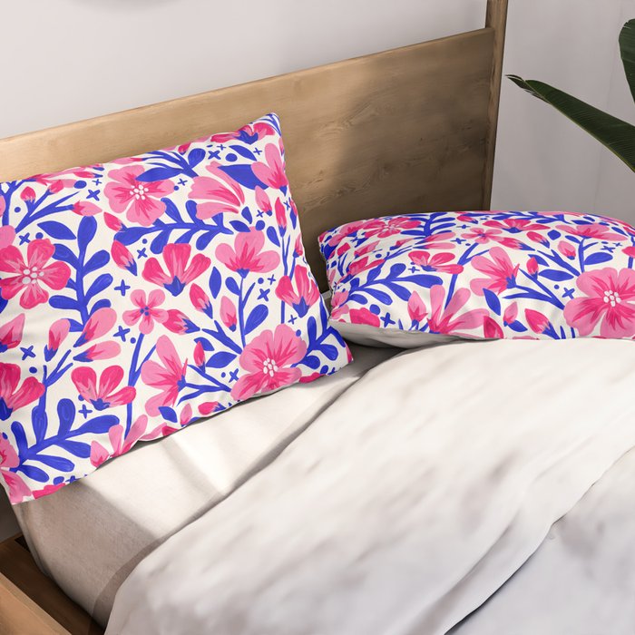 Blossom Pattern â Indigo & Pink Pillow Sham Gallery Image 2