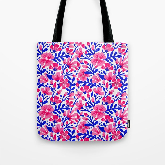 Blossom Pattern â Indigo & Pink Tote Bag Gallery Image 1