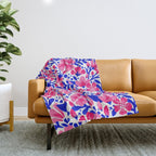 Blossom Pattern â Indigo & Pink Throw Blanket Gallery Image 1