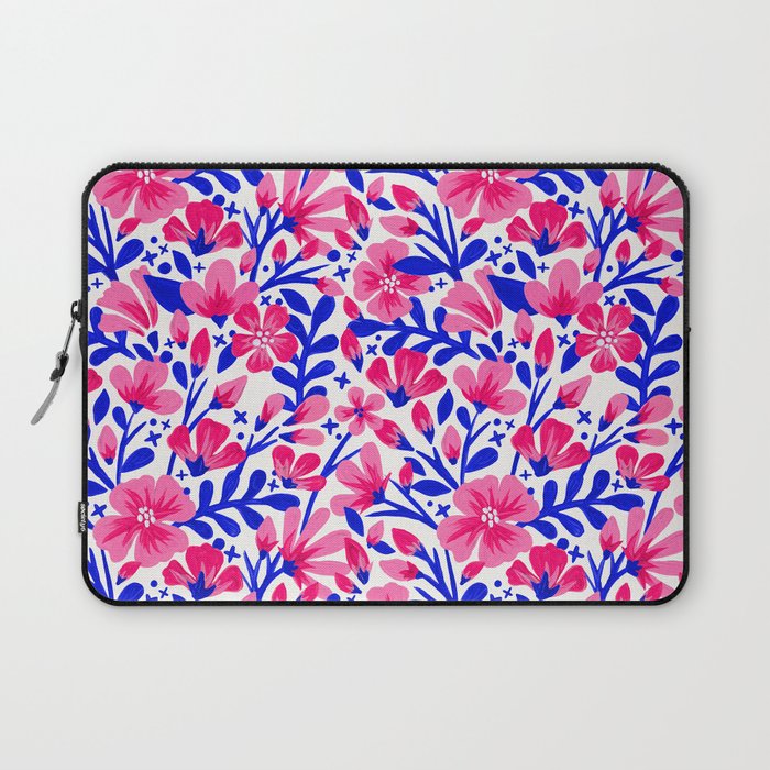 Blossom Pattern â Indigo & Pink Laptop Sleeve Gallery Image 1