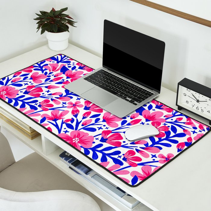 Blossom Pattern â Indigo & Pink Desk Mat Gallery Image 2