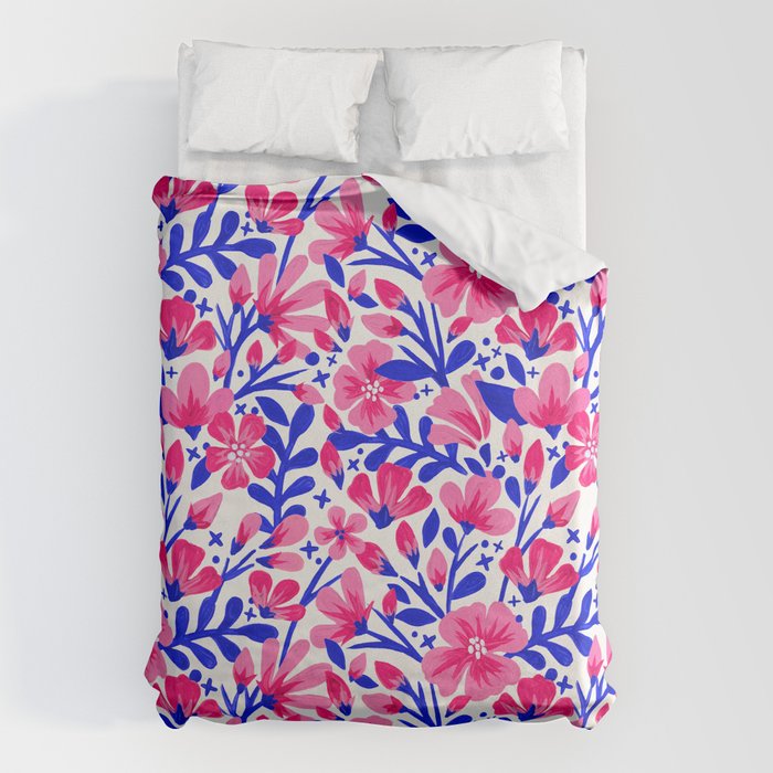 Blossom Pattern â Indigo & Pink Duvet Cover Gallery Image 6