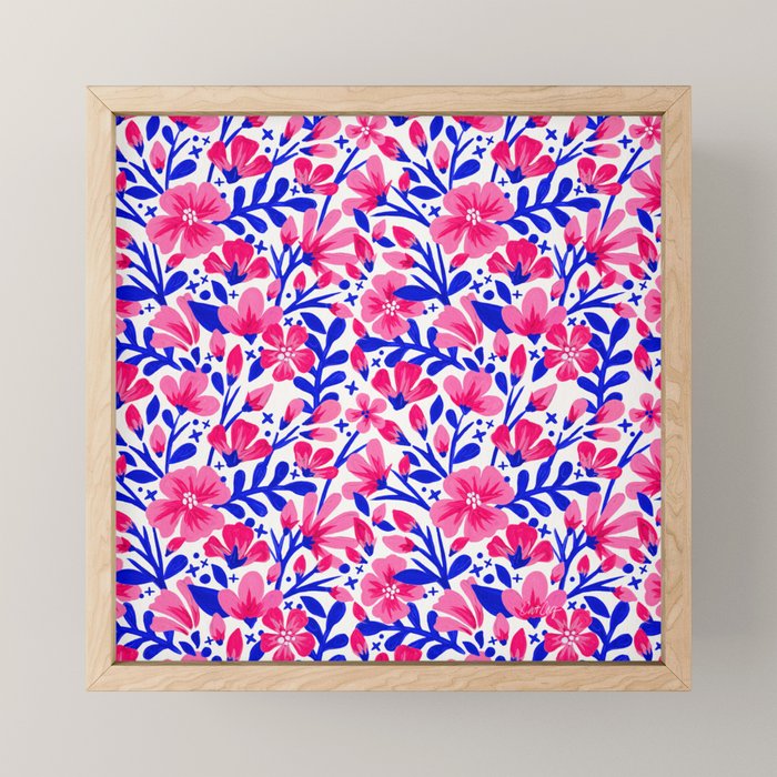 Blossom Pattern â Indigo & Pink Mini Art Print Gallery Image 1