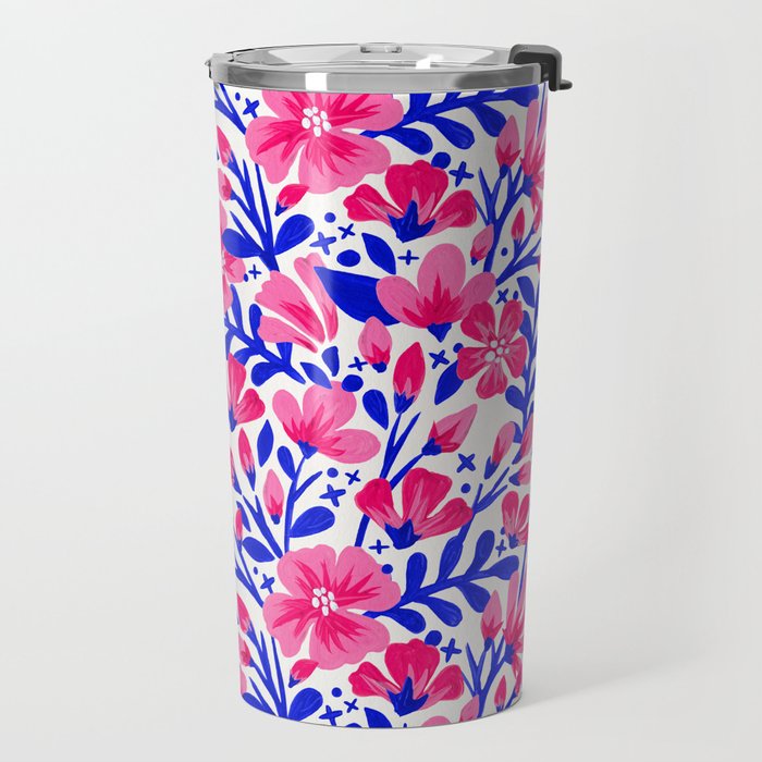 Blossom Pattern â Indigo & Pink Travel Mug Gallery Image 2