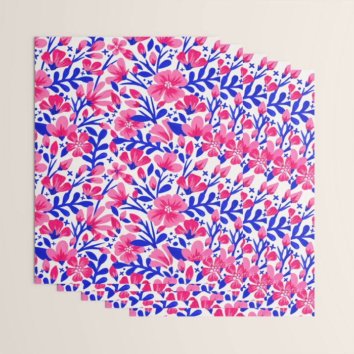 Blossom Pattern â Indigo & Pink Wrapping Paper Gallery Image 3