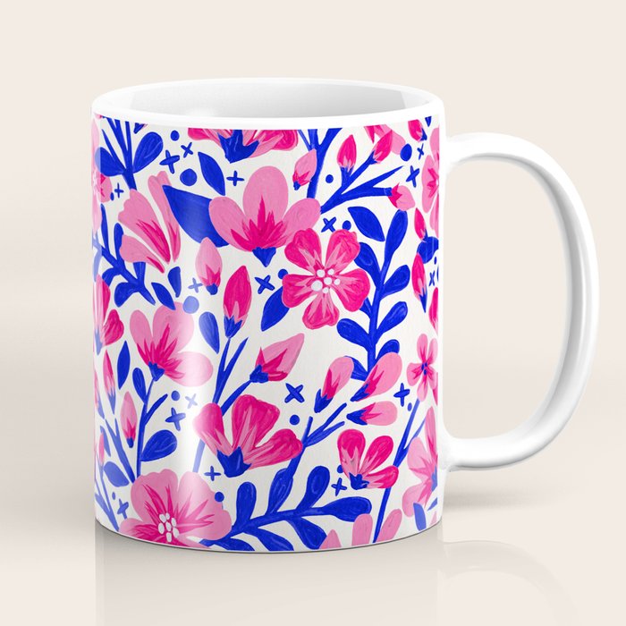 Blossom Pattern â Indigo & Pink Coffee Mug Gallery Image 1
