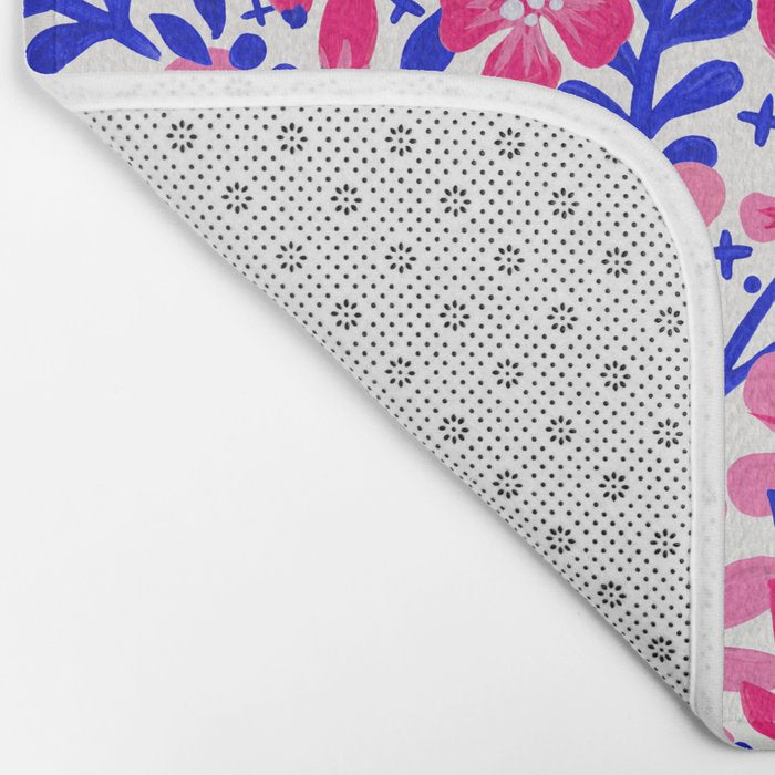 Blossom Pattern â Indigo & Pink Bath Mat Gallery Image 2