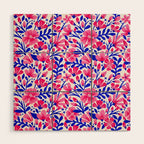 Blossom Pattern â Indigo & Pink Wood Wall Art Gallery Image 1
