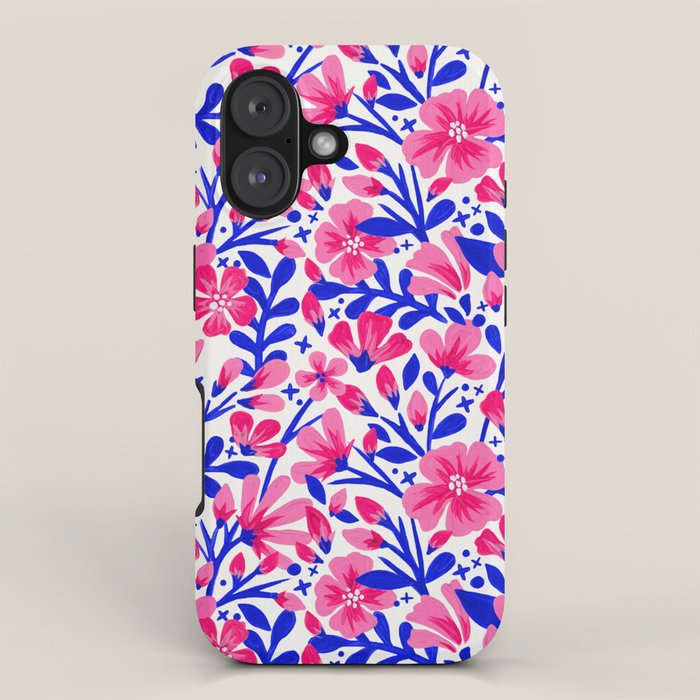 Blossom Pattern â Indigo & Pink iPhone Case Gallery Image 1