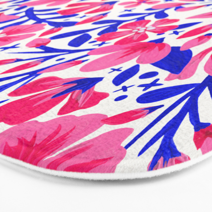 Blossom Pattern â Indigo & Pink Bath Mat Gallery Image 3