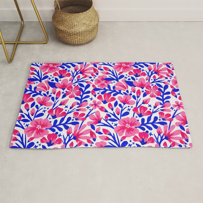 Blossom Pattern â Indigo & Pink Rug Gallery Image 1