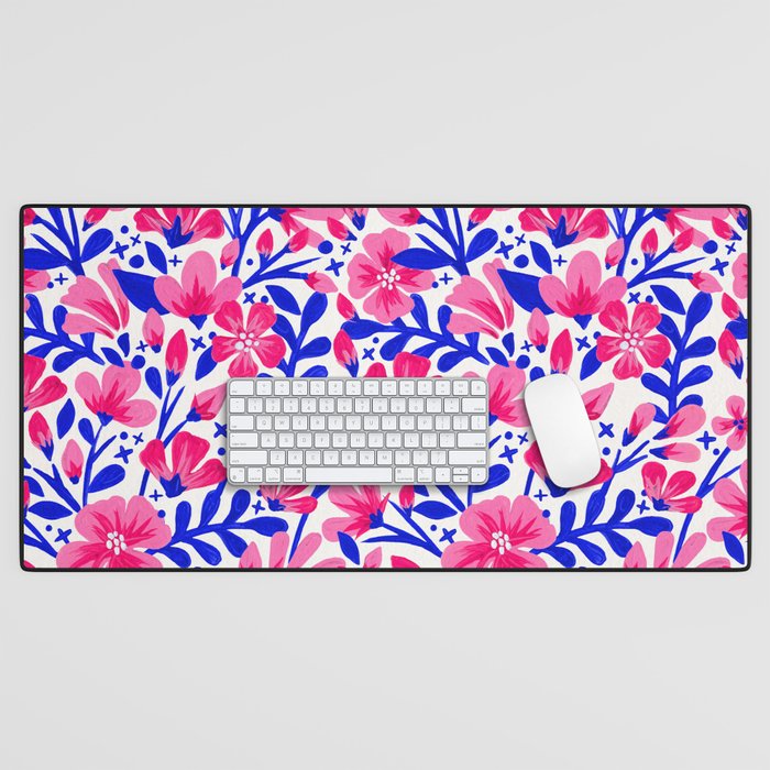 Blossom Pattern â Indigo & Pink Desk Mat Gallery Image 1