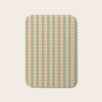 Cottage Stripes and Flowers Pattern in Sage Orange Mustard Beige Bath Mat Gallery Image 1