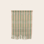 Cottage Stripes and Flowers Pattern in Sage Orange Mustard Beige Wall Hanging Gallery Image 1