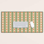 Cottage Stripes and Flowers Pattern in Sage Orange Mustard Beige Desk Mat Gallery Image 1
