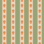 Cottage Stripes and Flowers Pattern in Sage Orange Mustard Beige Coffee Mug Gallery Image 2