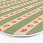 Cottage Stripes and Flowers Pattern in Sage Orange Mustard Beige Bath Mat Gallery Image 3