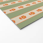 Cottage Stripes and Flowers Pattern in Sage Orange Mustard Beige Welcome Mat Gallery Image 2
