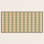 Cottage Stripes and Flowers Pattern in Sage Orange Mustard Beige Desk Mat Gallery Image 3