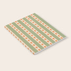 Cottage Stripes and Flowers Pattern in Sage Orange Mustard Beige Notebook Gallery Image 2