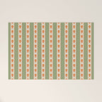 Cottage Stripes and Flowers Pattern in Sage Orange Mustard Beige Welcome Mat Gallery Image 1