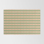 Cottage Stripes and Flowers Pattern in Sage Orange Mustard Beige Rug Gallery Image 2