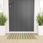 Cottage Stripes and Flowers Pattern in Sage Orange Mustard Beige Welcome Mat Gallery Image 3