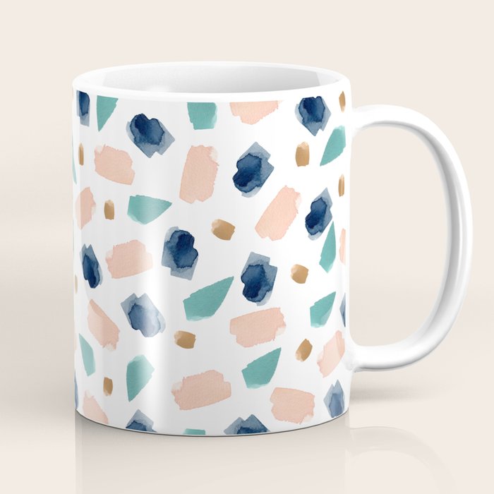 Terrazzo (turquoise, navy, pink & gold) Coffee Mug Gallery Image 1