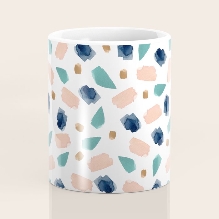 Terrazzo (turquoise, navy, pink & gold) Coffee Mug Gallery Image 4