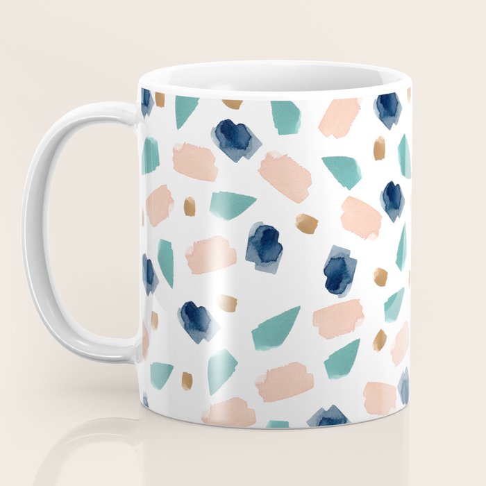 Terrazzo (turquoise, navy, pink & gold) Coffee Mug Gallery Image 3