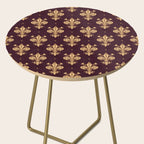 Fleur De Lis In Royal Burgundy and Gold Side Table Gallery Image 2