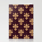 Fleur De Lis In Royal Burgundy and Gold Stationery Card Gallery Image 2