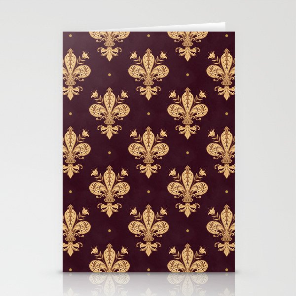 Fleur De Lis In Royal Burgundy and Gold Stationery Card Gallery Image 1