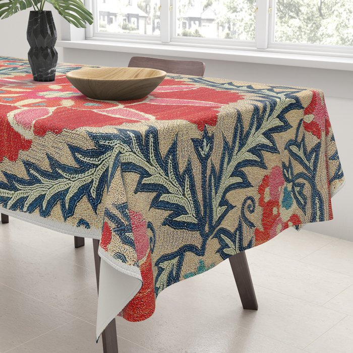18th Century Suzani Fragment Print Tablecloth Gallery Image 3