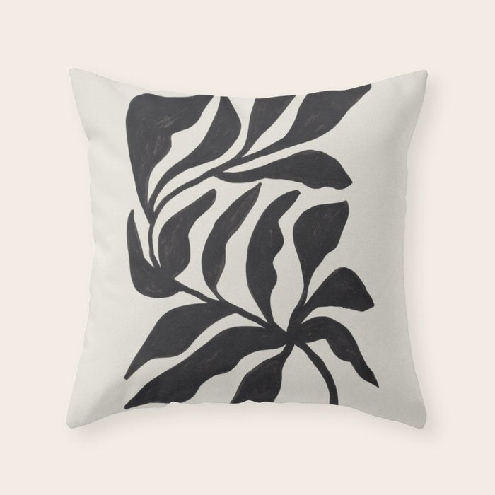 Ink Palm Plant Fossil Throw Pillow Gallery Image 6